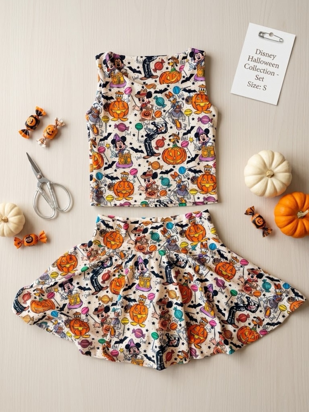 Disney Halloween Print Girls Tank Top & skort Set -